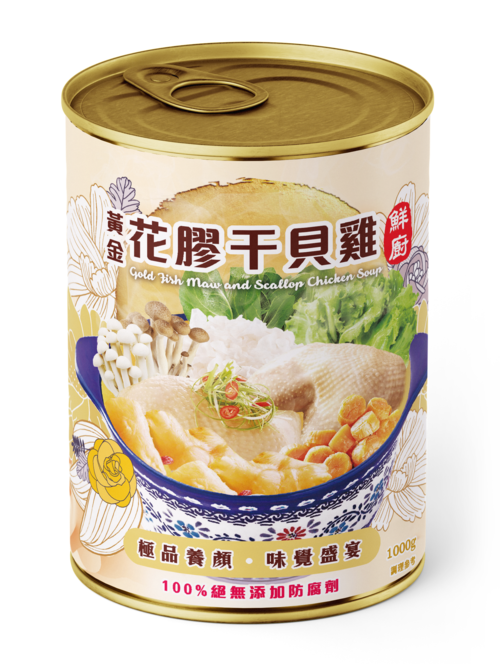 黃金花膠干貝雞（中）1000g/罐  |產品訂購|年菜｜三冠王